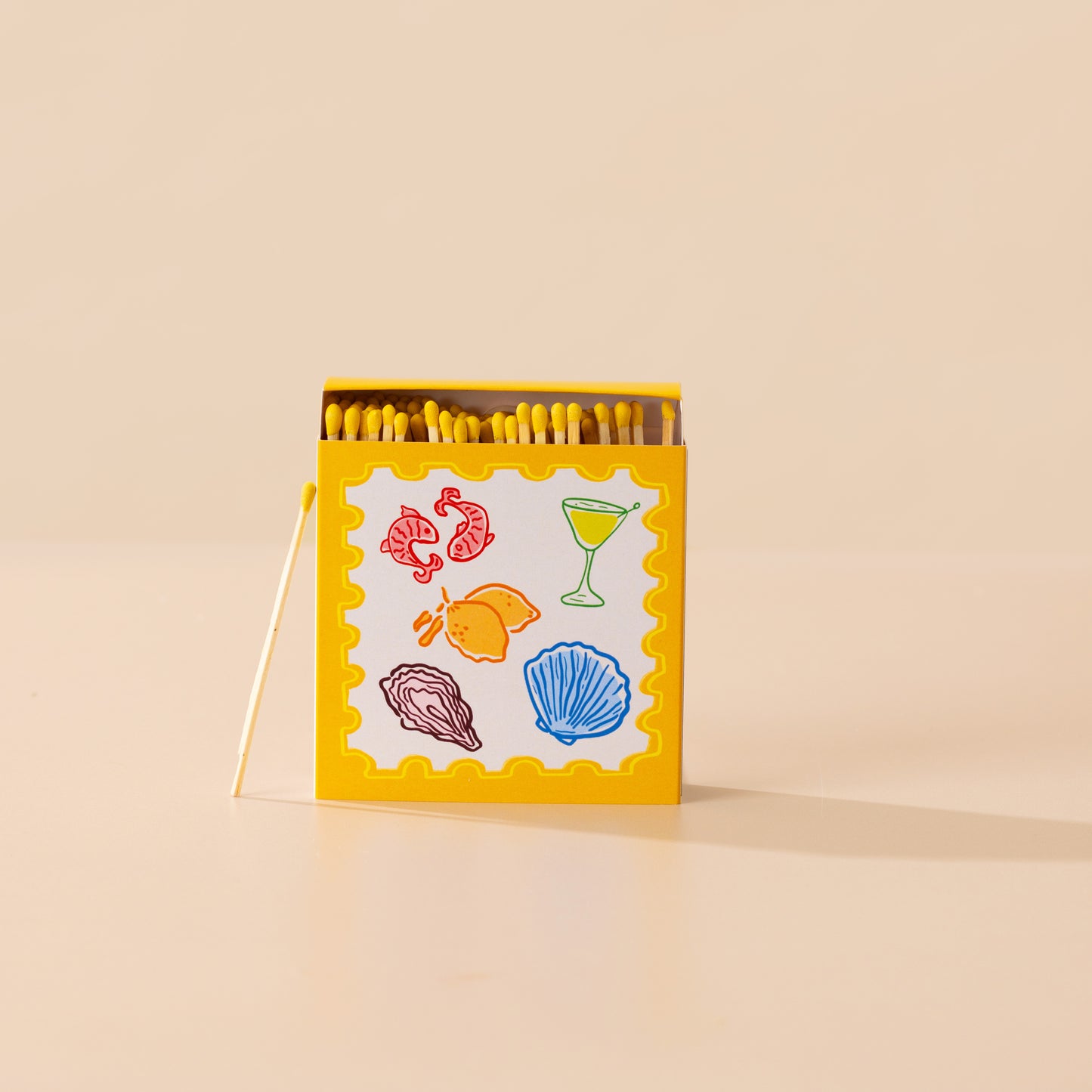 Yellow postcard matches