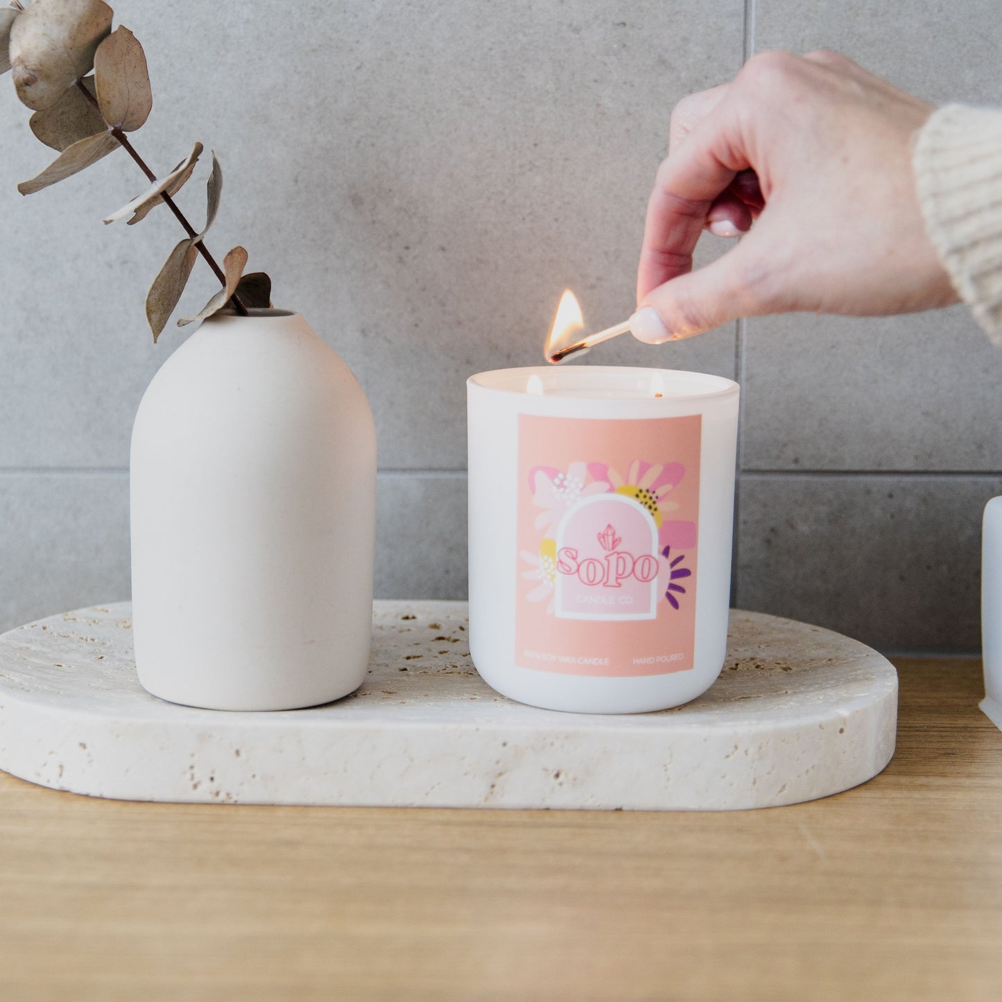 Watermelon Lemonade Pink Floral Candle