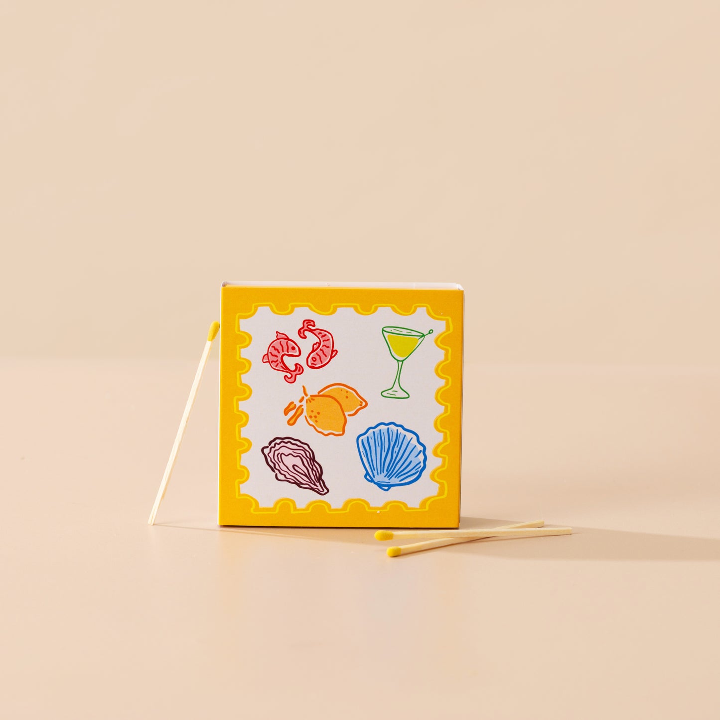 Yellow postcard matches