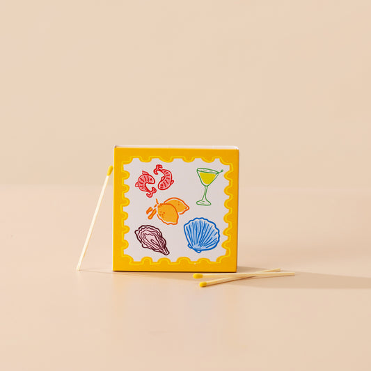 Yellow postcard matches